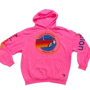 Aviator Nation Pink Hoodie with Multicolor Logo